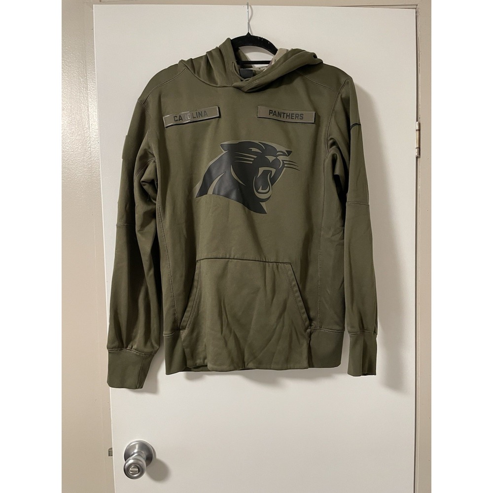 NIKE DRI FIT Hoodie Carolina Panthers Salute To Service Army NFL Sz Small